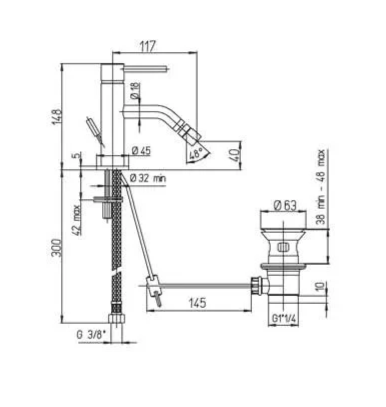 Miscelatore cilindra lavabo con attacco piletta 1"1/4