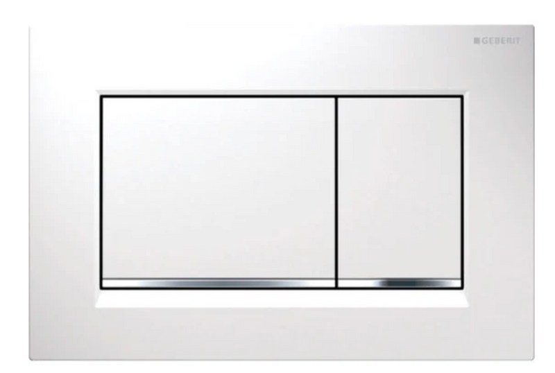 Placca Sigma 30 bianco/cromo/bianco per cassetta WC